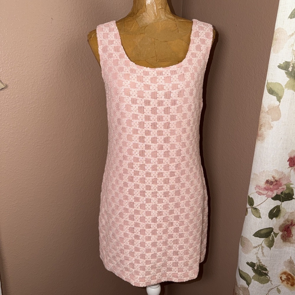 Sisley Italy Vintage Y2K Women's Pink White Dress Old Money Classic SZ Small